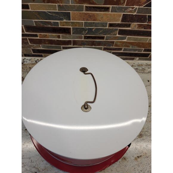 Vintage Cake Carrier Decoware, Fruit Basket Decal, Red Trim, Dome Cover, MCM - Picture 3 of 8